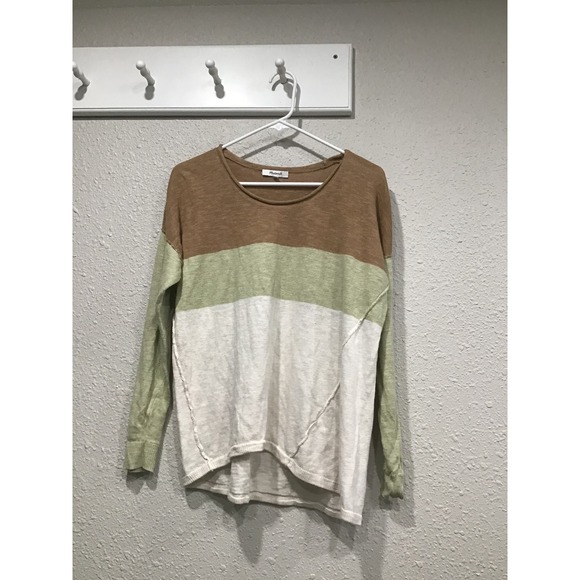 Madewell Palmdale Linen Blend Colorblock Stripe Sweater XS Coastal Indie Minimal - Picture 3 of 7